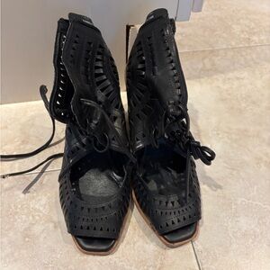 Jeffrey Campbell Black Cutout Lace-Up Boots
